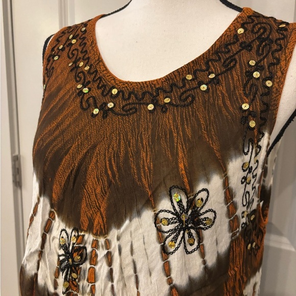 Vintage Jessica Taylor brown floral bohemian flowy tank size L - Picture 11 of 14